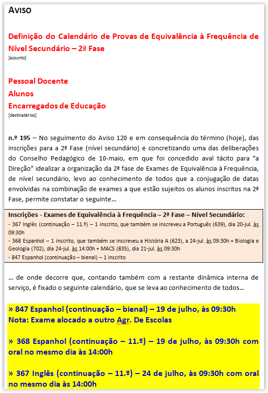17 07 17 icon maxi calendario exames equivalencia frequencia secundario 2 fase