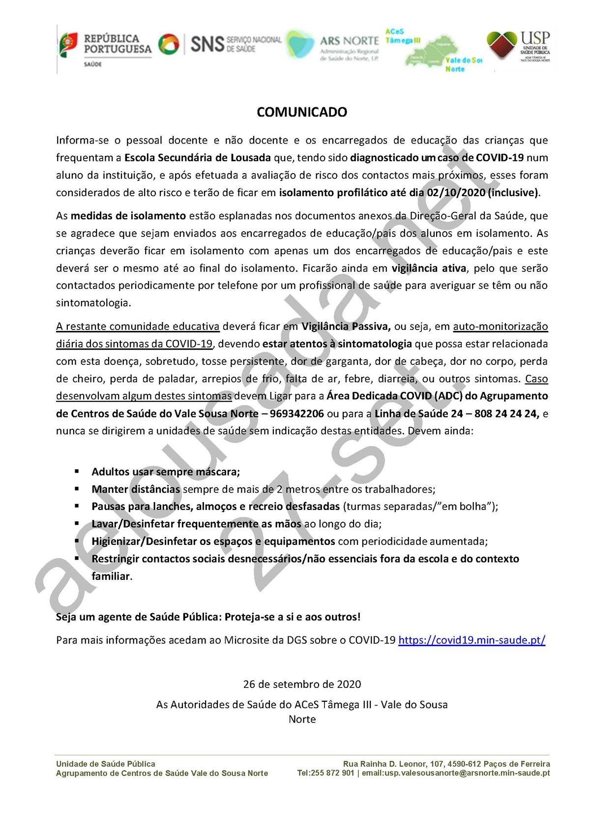 20 09 27 comunicado caso covid