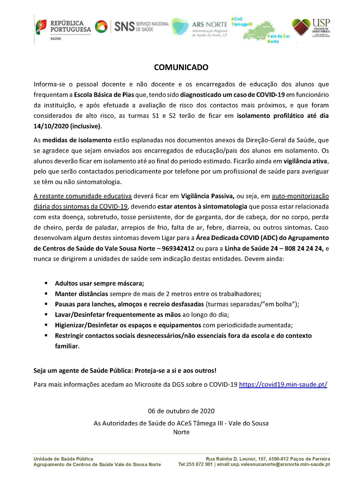 20 10 08 comunicado caso covid eb pias s1 s2