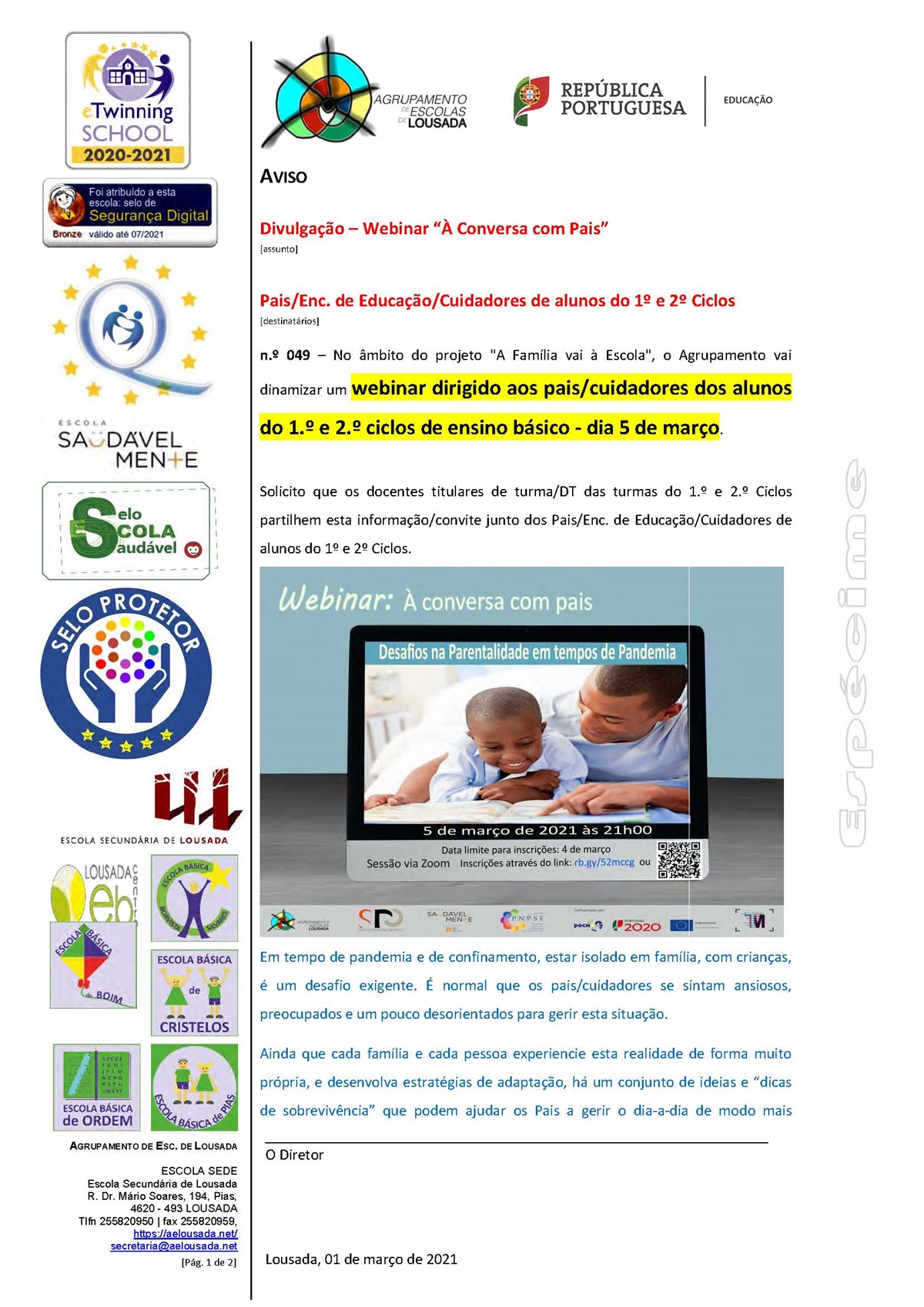 21 03 01 aviso 049 divulgacao webinar a conversa com pais Page 1